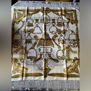 Hermes Gold and White Scarf